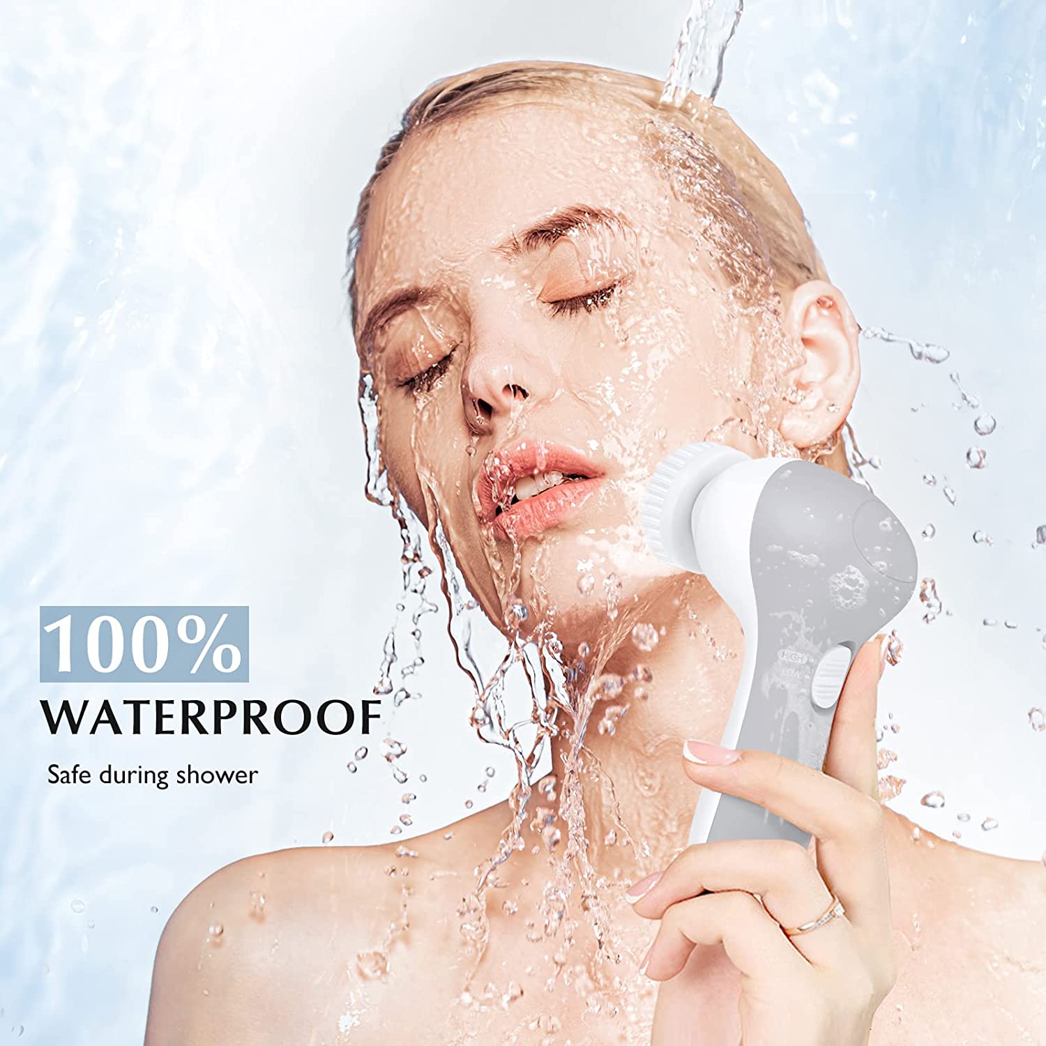 Facial Cleansing Brush Face Scrubber: COSLUS 7in1 JBK-D Electric Exfoliating Spin Cleanser Device Waterproof Deep Cleaning Exfoliation Rotating Spa Machine - Electronic Acne Skin Wash Spinning System - Image 5